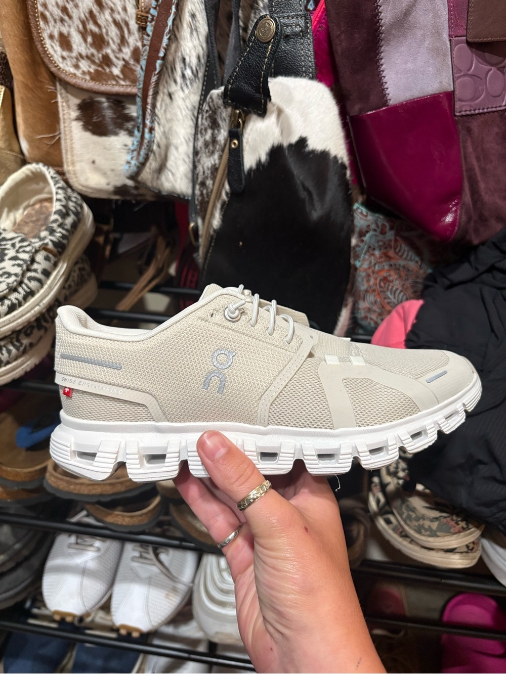 On Cloudnova Athletic Sneakers in Beige and White - Picture 4 of 7